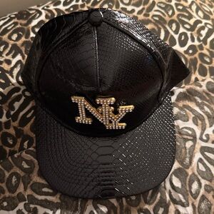 Black Snakeskin Cap with NY Logo